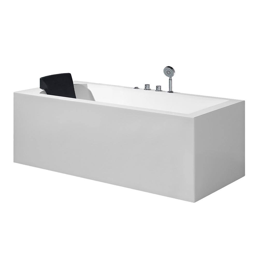 Ariel Platinum 71 in. Acrylic Right Drain Rectangular Alcove Whirlpool Bathtub in White PW1547032RW1