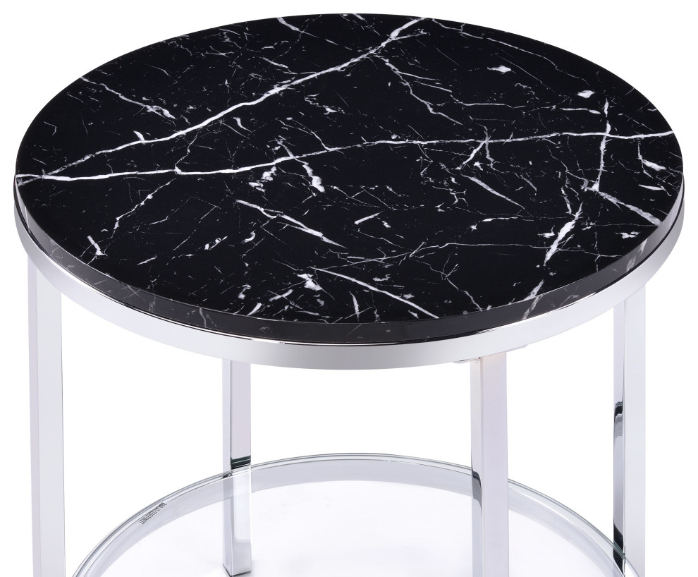 Virlana End Table  Faux Black Marble and Chrome Finish   Contemporary   Side Tables And End Tables   by Acme Furniture  Houzz