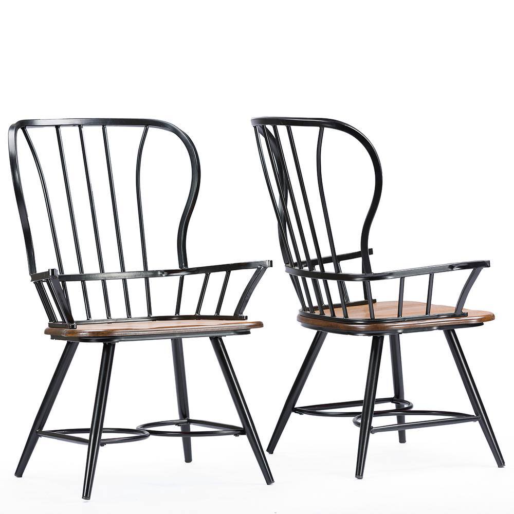 Baxton Studio Elfrida Black Metal Dining Armchairs (Set of 2) 2PC-6127-HD