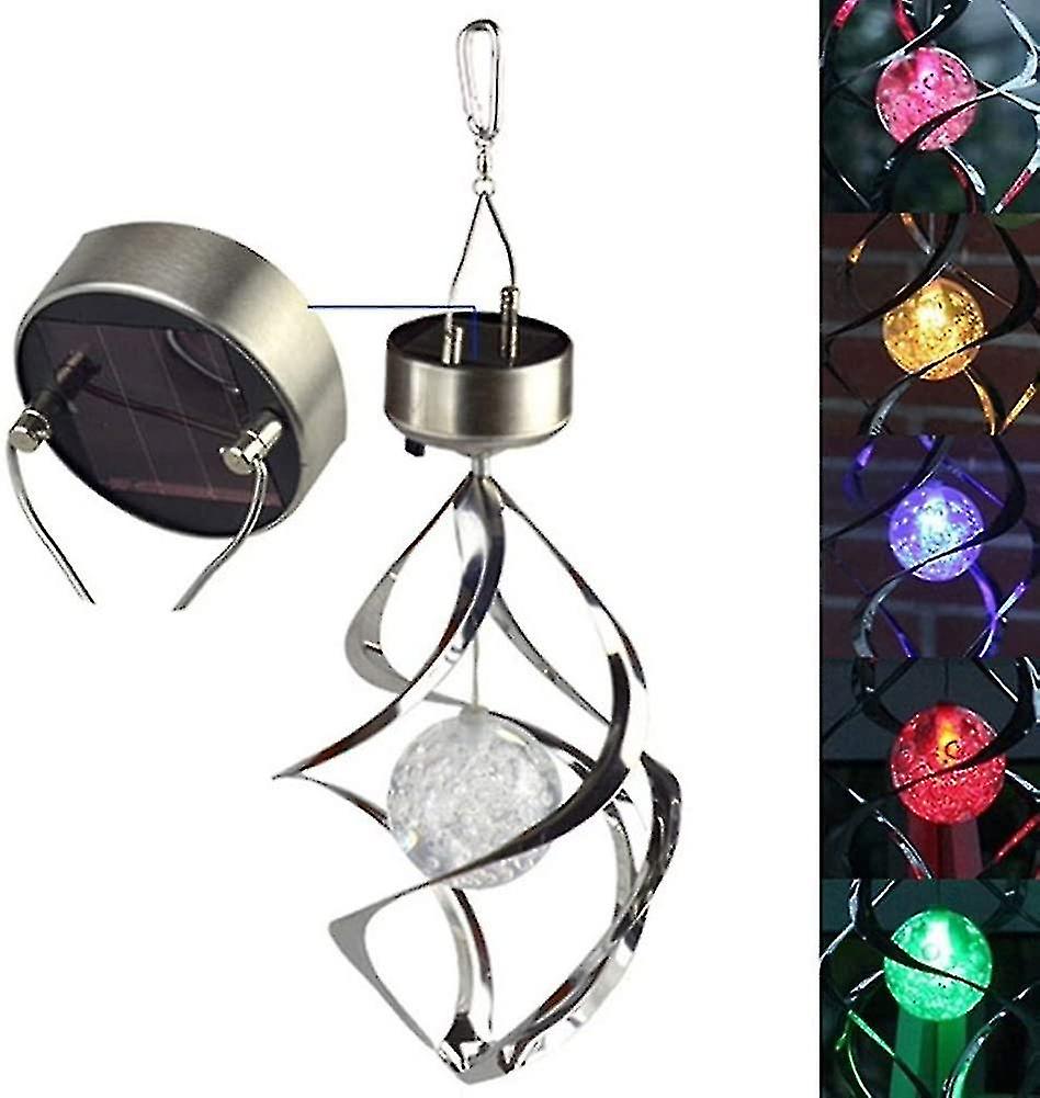 Wind Spinner Solar Light Outdoor Lighting Crystal Ball Stainless Steel Garden Decoration