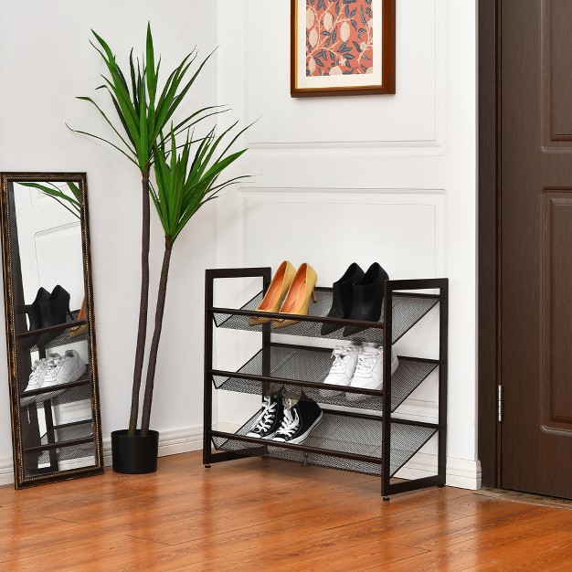 Costway 2 tier 3 tier 4 tier Shoe Rack Adjustable To Flat Or Slant Shoe Organizer Holder Stand