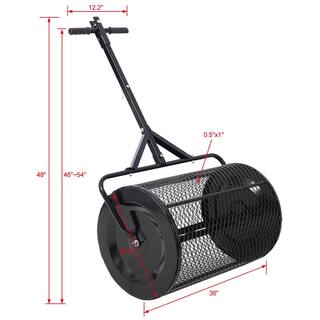 Siavonce 36 in. Peat Moss Spreader Compost Spreader Metal Mesh 2 in 1 ATV and T shaped Handle for planting Spreaders Roller DJ-ZX-W46555824