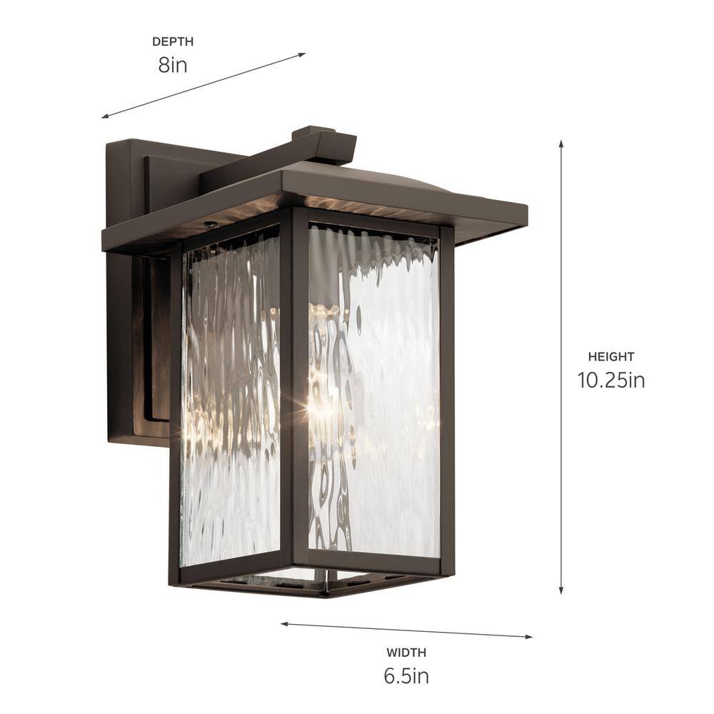 KICHLER Capanna 10.25 in. 1-Light Olde Bronze Outdoor Hardwired Wall Lantern Sconce with No Bulbs Included (1-Pack) 49924OZ