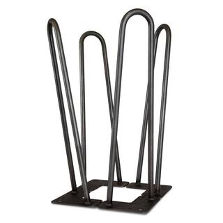 WEN 16 in. Mid-Century Modern Satin Black Hairpin Table Legs 12 in. Diameter Set of 4 TLP16B