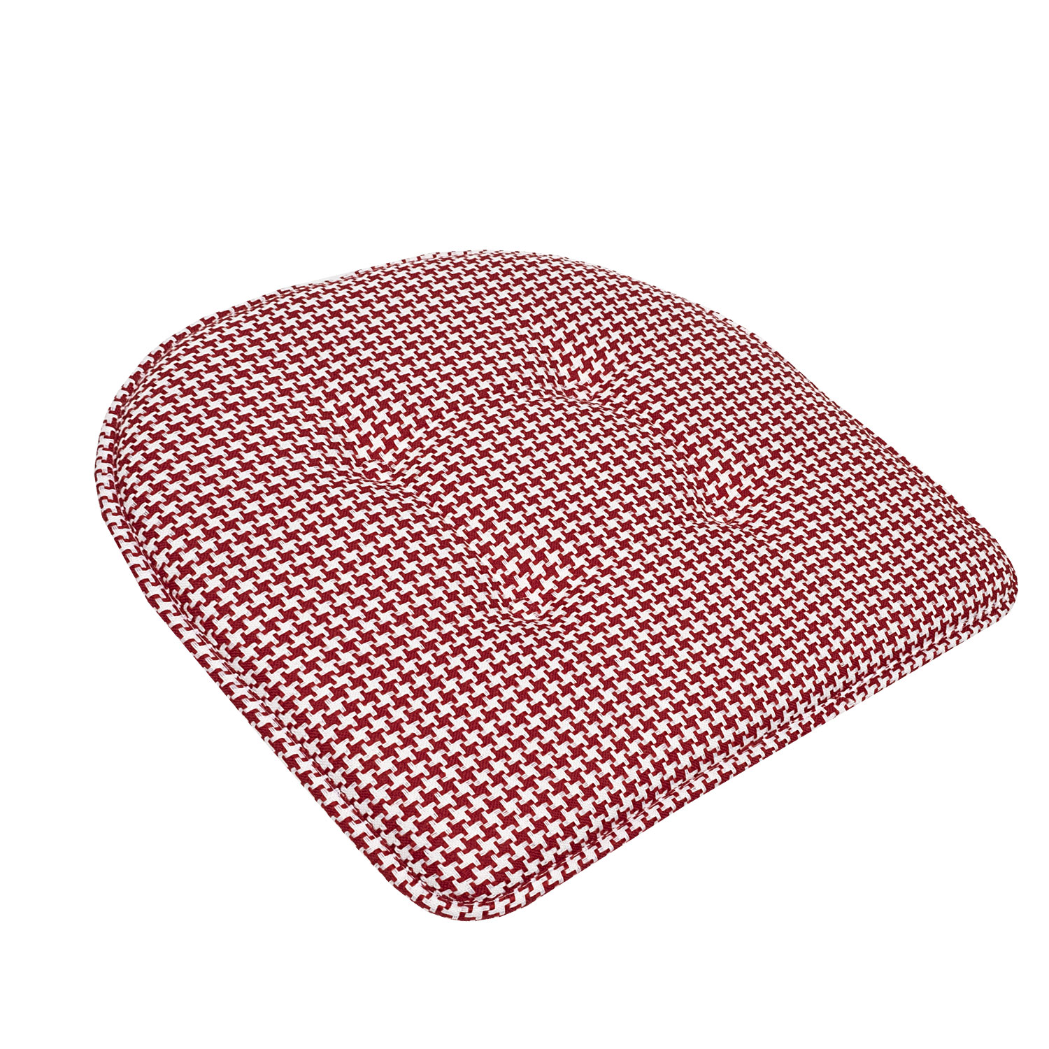 Houndstooth U-Shaped 16 x 17 Memory Foam Chair Pad Red 6 Pack