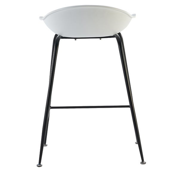 Set Of 2 25 Seat Molded Plastic Shell Counter Stools With Backs Dark Metal High Dining Chairs Kitchen