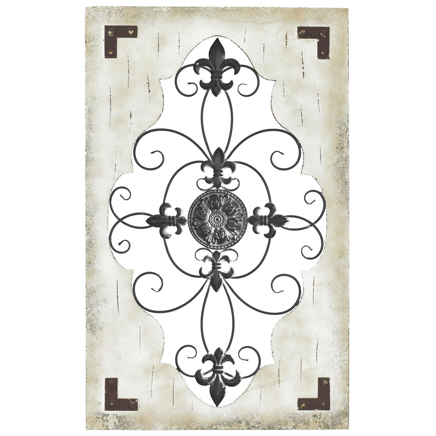 DecMode Cream Wood Scroll Wall Decor