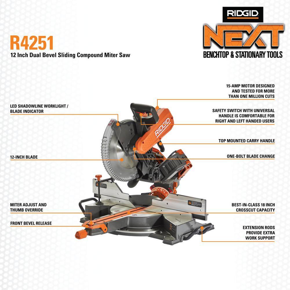 RIDGID 12 in. Dual Bevel Sliding Miter Saw R4251