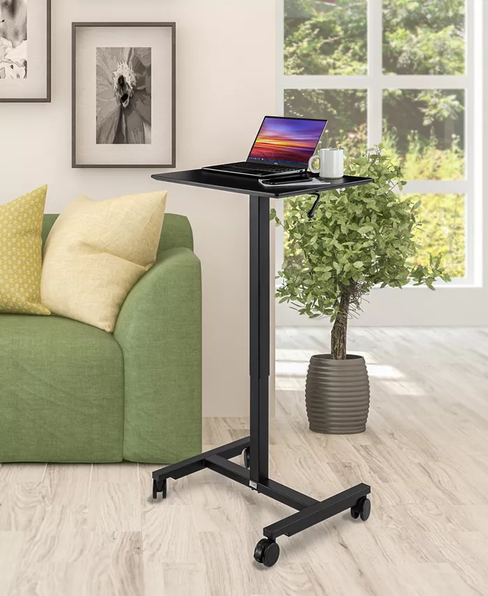 Seville Classics airLIFT Gas-spring Height Adjustable Sit-Stand Mobile Laptop Computer Desk Cart