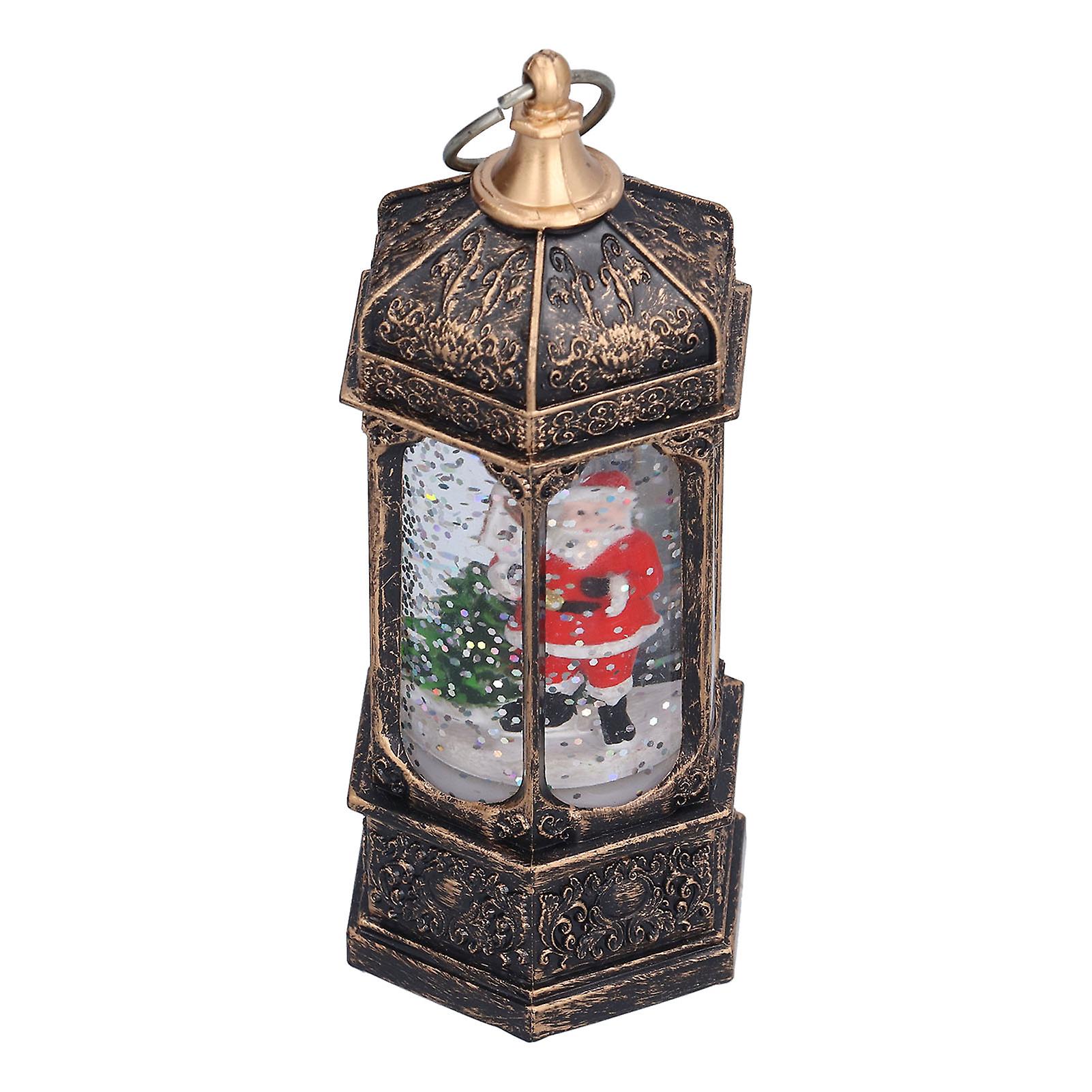 Christmas Lantern Led Crystal Santa Claus Lantern Lamp Battery Powered Rotate Glitter For Party And Festival