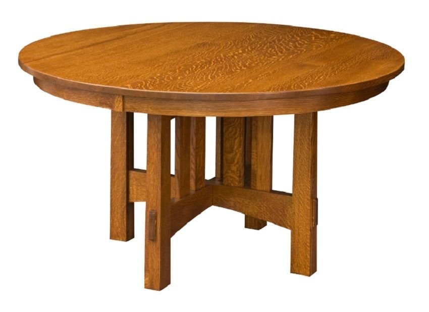 Amish Round Mission Pedestal Dining Table Casual Kitchen Solid Wood 48 54 New