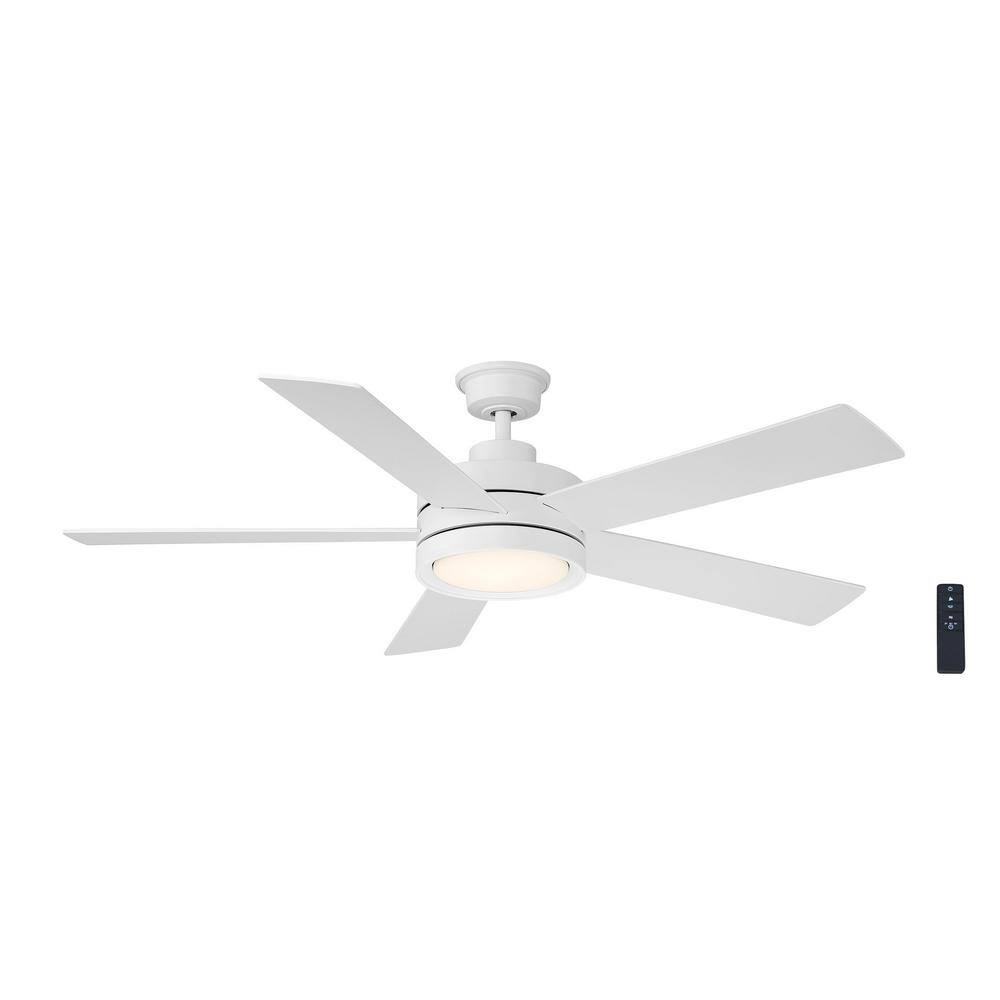 Home Decorators Collection Baxtan 56 in. Integrated LED Indoor Matte White Ceiling Fan with Light and Remote Control AM731A-MWH