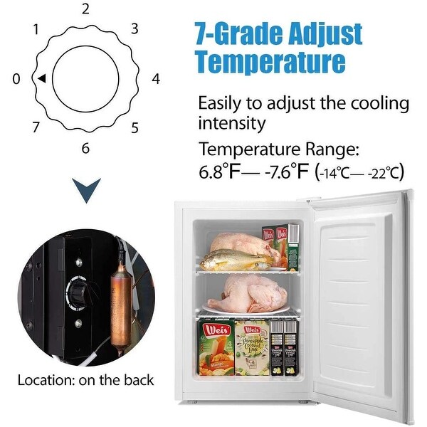 2.1 cu.Compact Upright Freezer Reversible Stainless Steel Door