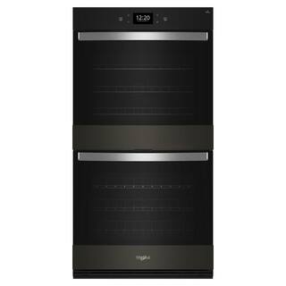 Whirlpool 30 in. Double Electric Wall Oven with True Convection Self-Cleaning in Black Stainless Steel with PrintShield Finish WOED7030PV