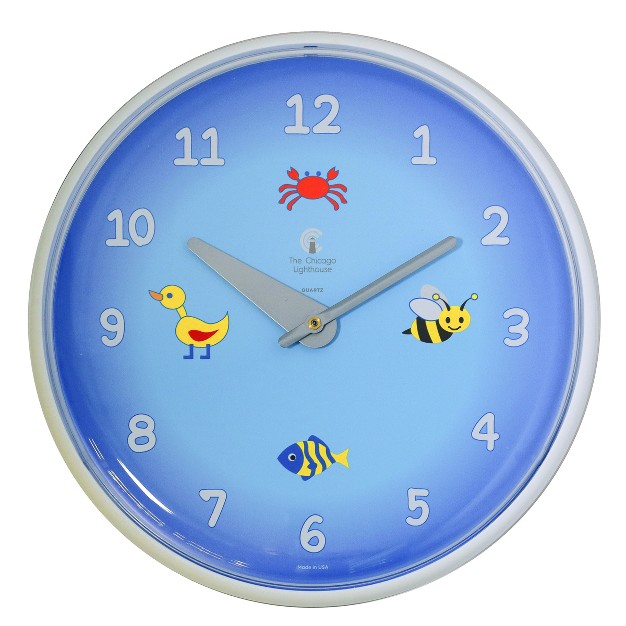 X 1 5 quot Blue Planet Children x27 s Wall Clock Decorative Wall Clock White Frame By Chicago Lighthouse