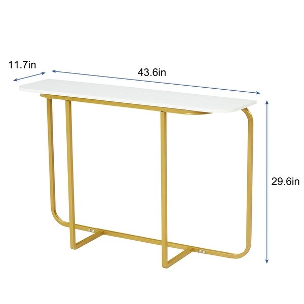 Curved Entryway Accent Table， Console Table w/ Metal Frame， Entryway End Table for Living Room Hallway Corridor