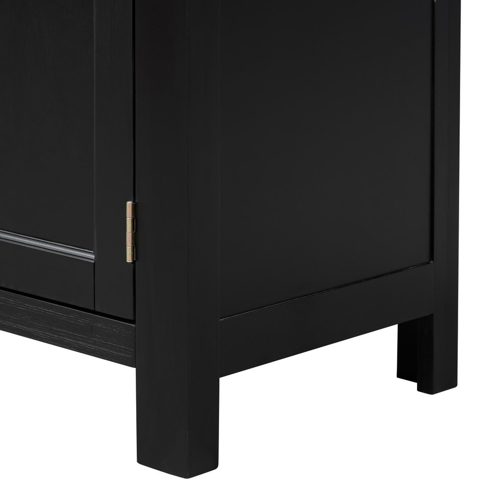 Featured Four Door Storage Cabinet Sideboard with Adjustable Shelf and Metal Handles  Tempering Glass