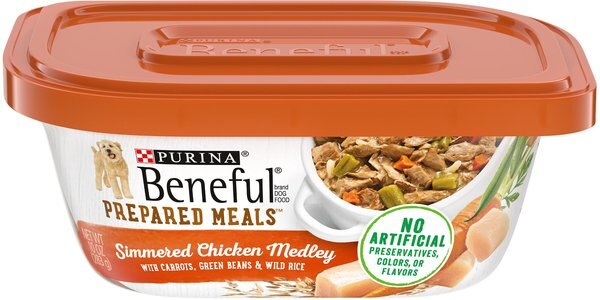 Purina Beneful Prepared Meals Simmered Chicken Medley with Green Beans， Carrots and Wild Rice Wet Dog Food