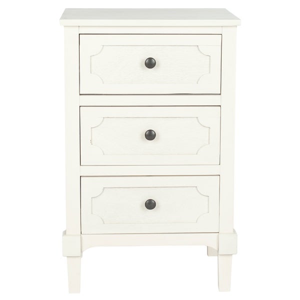 SAFAVIEH Rosaleen White 3-Drawer Storage Side Chest - 16.9