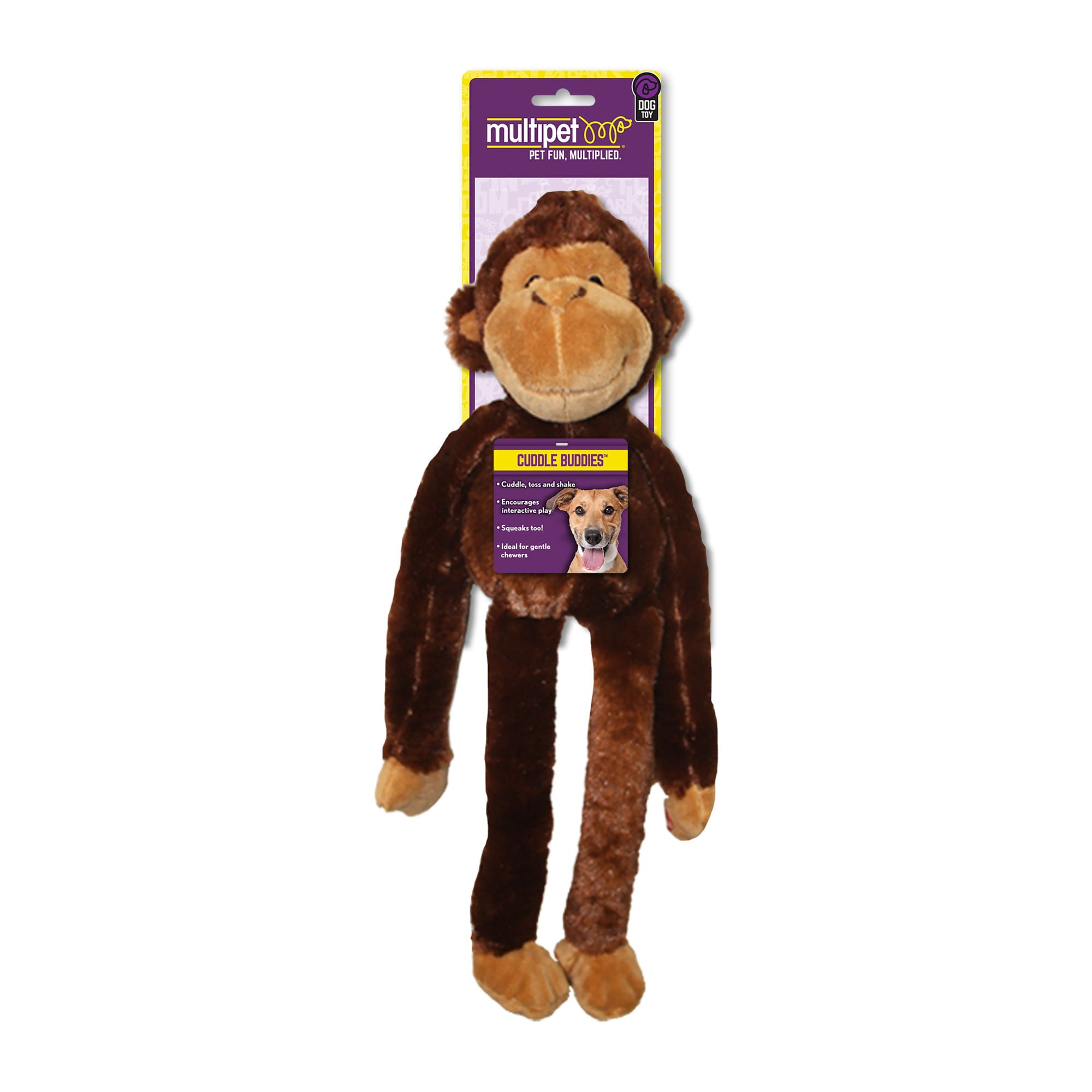 Multipet Swingin' Safari Plush Squeaky Monkey Dog Toy