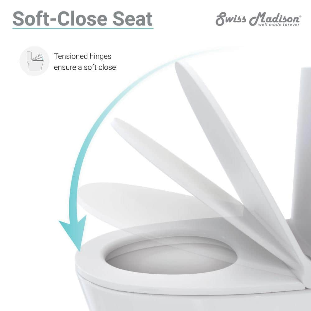 Swiss Madison Virage 1-Piece 1.28 GPF Single Flush Elongated Toilet in Glossy White, Seat Included SM-1T123