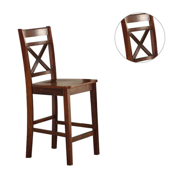 Set of 2 Wooden Counter Height Chairs