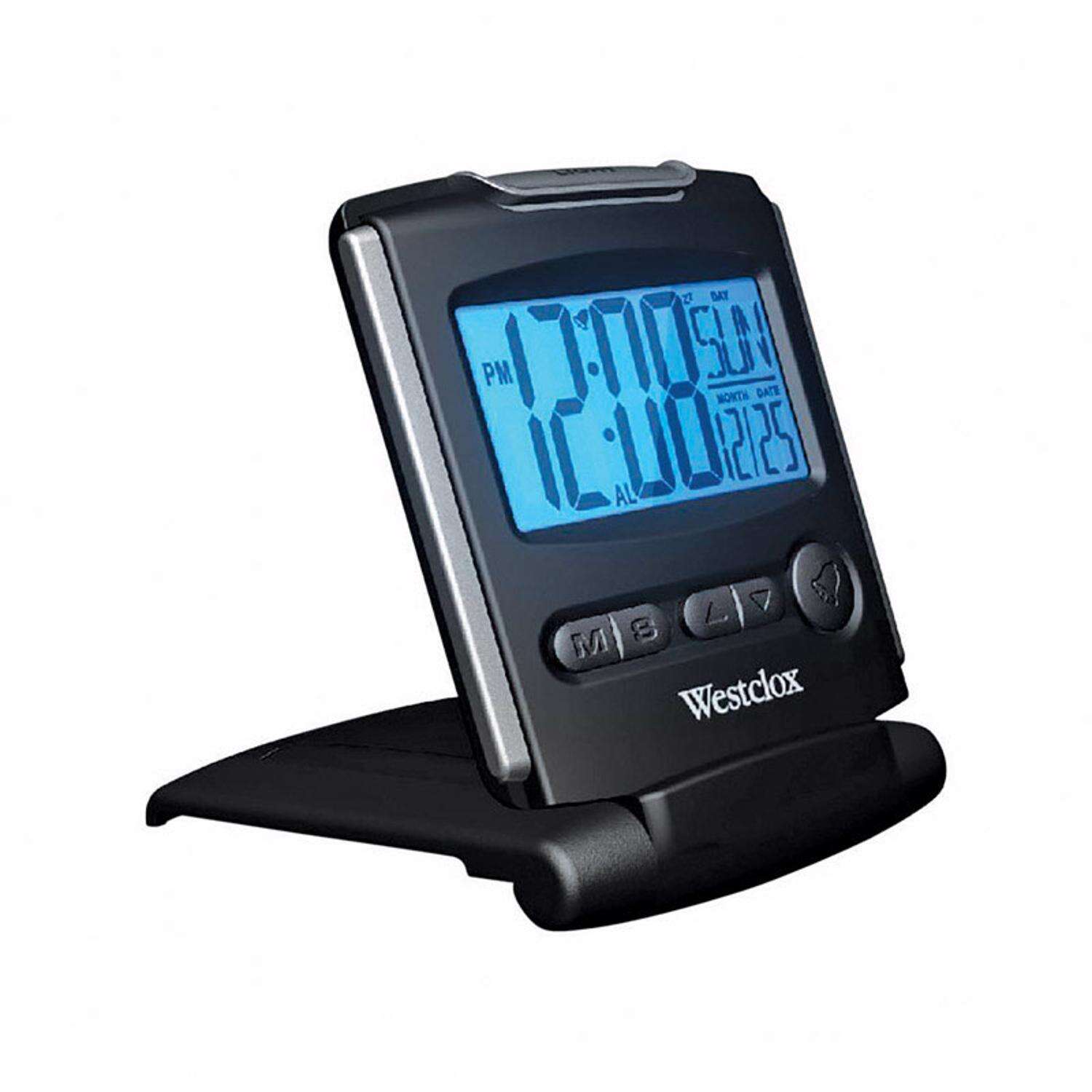 Westclox Black Travel Alarm Clock LCD