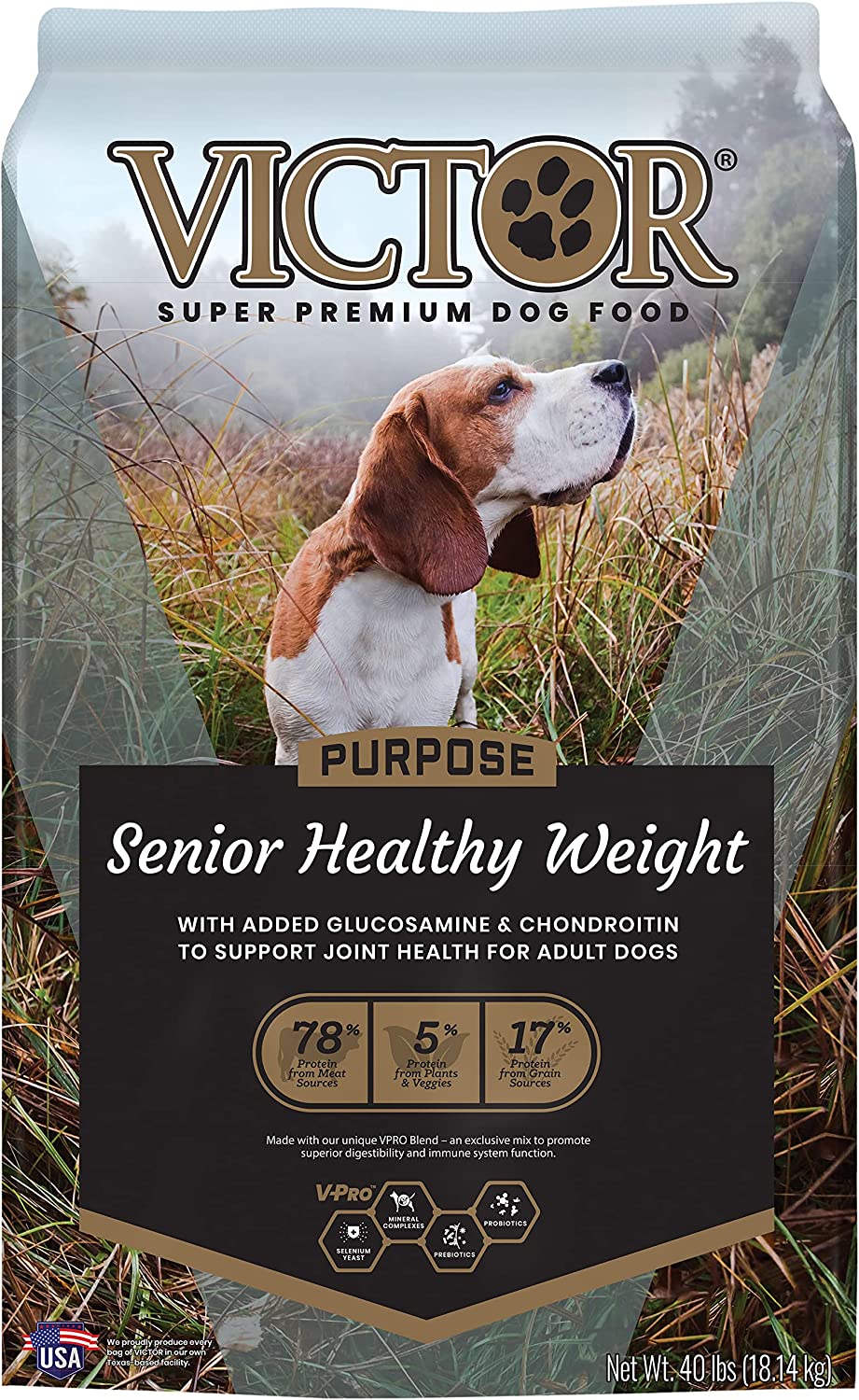 VICTOR Purpose Senior Healthy Weight Dry Dog Food 40 Pound (Pack of 1)