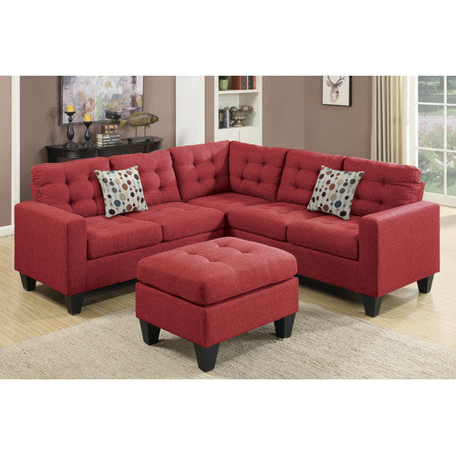 Bobkona Norton 4-Piece Sectional with Ottoman Set, Multiple Colors