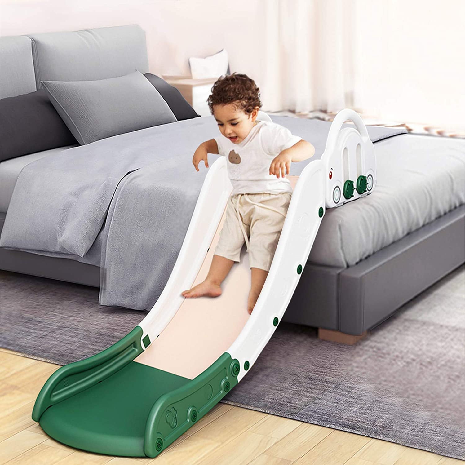 Nukied Kids Sofa Slide Climbing Slide for Bed Toys for Kids Playing Home Easy to Assemble The Lengthen Board Playset for Having Fun