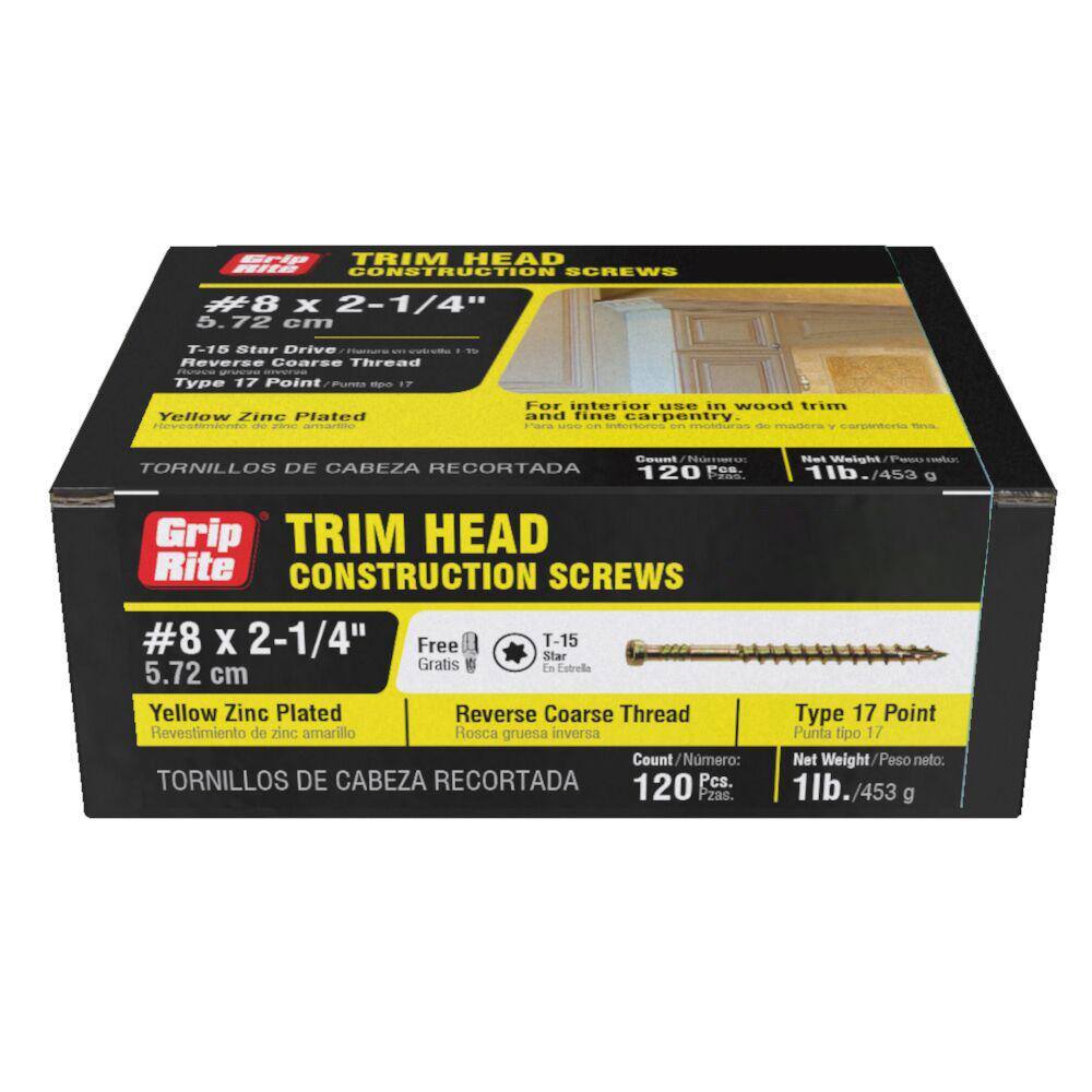 #8 in. in. x 2-14 in. Star Drive Trim Head Gold Construction Screw (1 lbs. - Pack) 214THGCS1