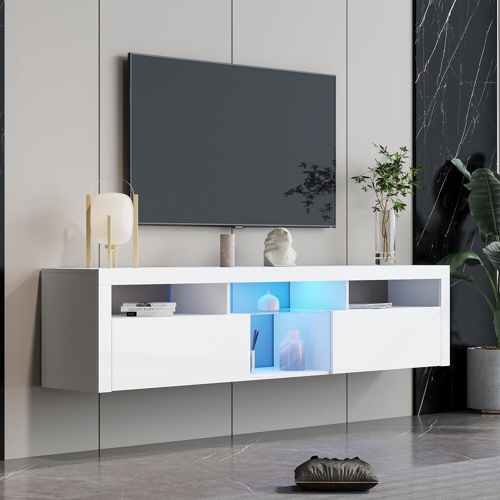 Floating TV Stand Wall Mounted Media Cabinet with LED Lights   78.74\