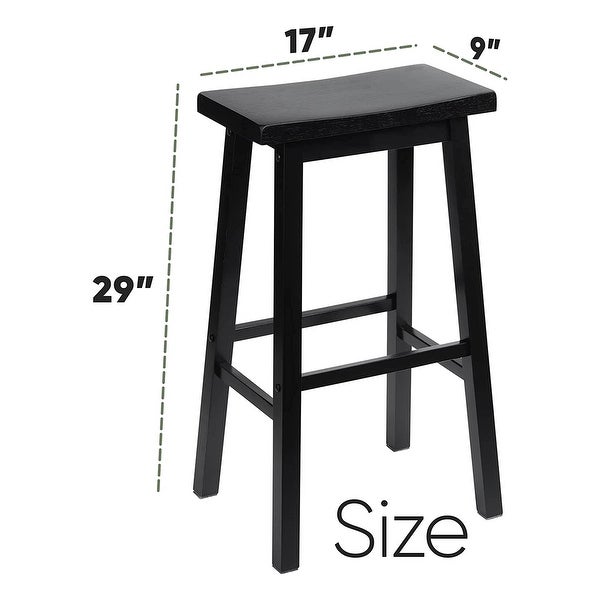 PJ Wood Classic Saddle-Seat 29 Inch Tall Kitchen Counter Stools， Black， Set of 2 - 26.4