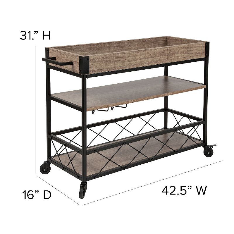 Flash Furniture Buckhead Distressed Kitchen Bar Cart