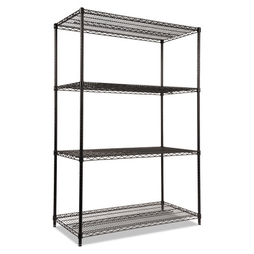 Alera NSF Certified Industrial Four-Shelf Wire Shelving Kit， 48w x 24d x 72h， Black (SW504824BL)