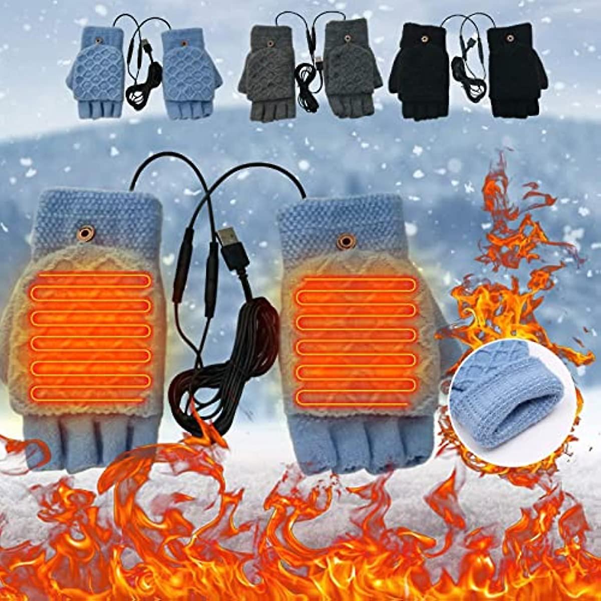 Usb Heating Gloves Winter Warm Single-sided Heating Half Hands Gloves Smart Temperature Heating Gloves Ski Hand Heating Gloves Winter Gift For Men Wom