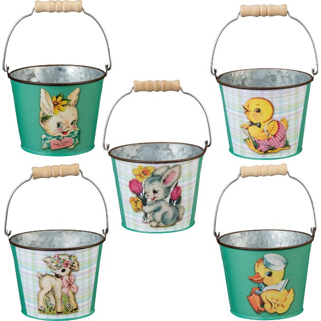 Primitives By Kathy Happy Easter Decorative Bucket Set Of 5