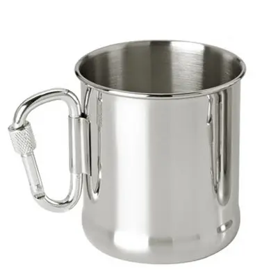 Wholesale Stainless Steel 304 drinking mugs Outdoor Camping climbing cup With foldable self lock carabiner handle