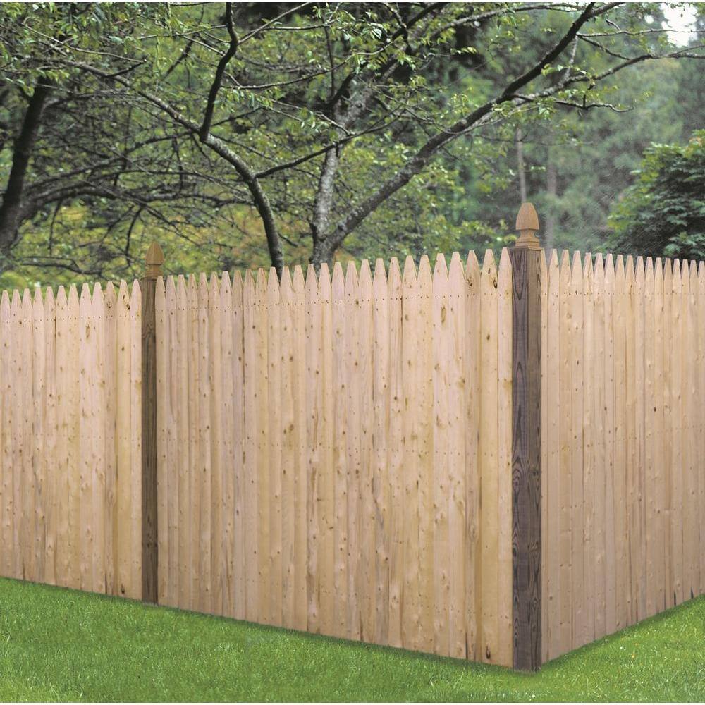 Barrette 0. 4375 in. x 4 in. x 6 ft. Brown Pressure-Treated Spruce Pine Fir Stockade Gothic Wood Fence Picket 312390