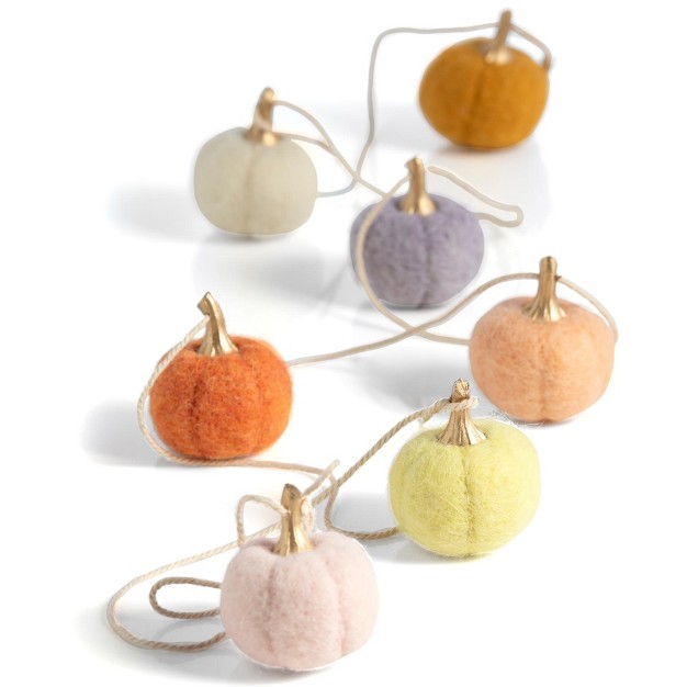 Shiraleah Multicolored Harvest Felt Decorative Pumpkin Garland