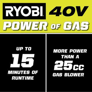 RYOBI 40V 110 MPH 525 CFM Cordless Battery Variable-Speed Jet Fan Leaf Blower with 4.0 Ah Battery and Charger RY40480