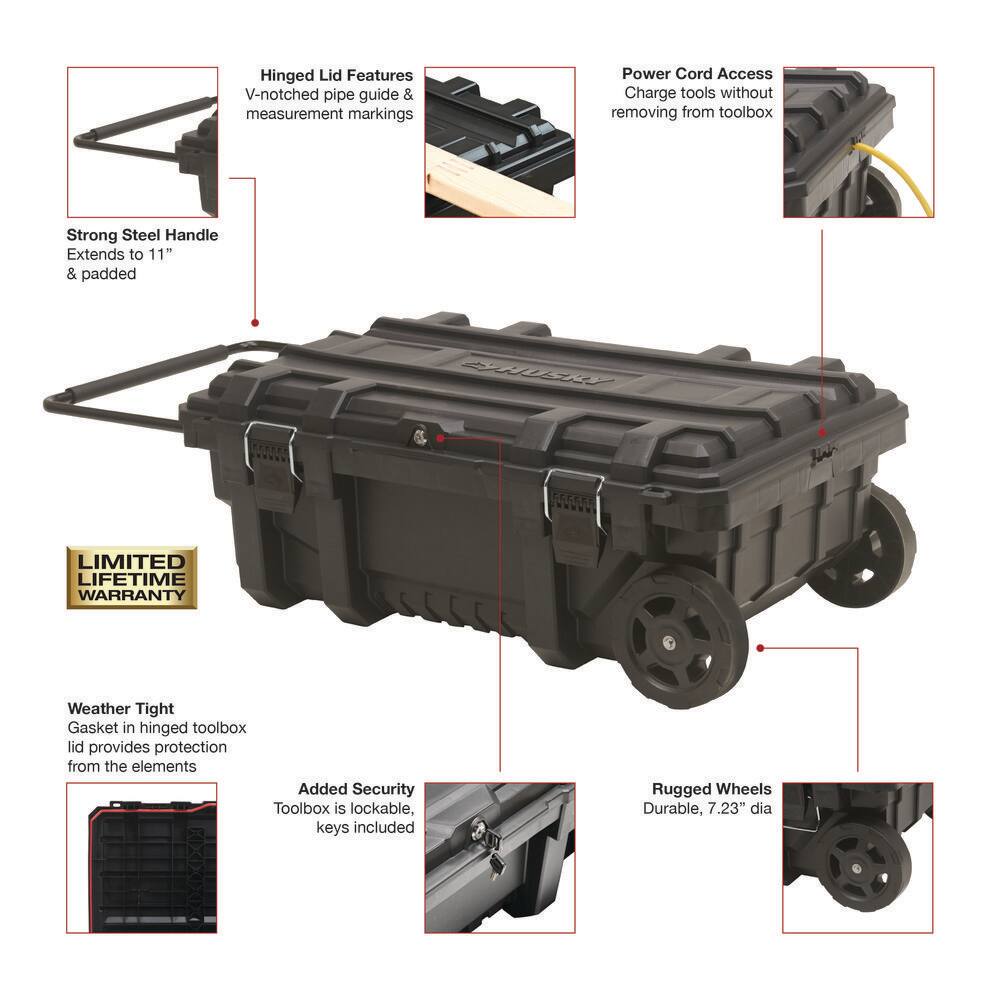 Husky 23 in. 25 Gal. Black Rolling Toolbox with Keyed Lock 206318