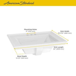 American Standard Town Square S 4 in. Faucet Hole 24 in. Countertop Bathroom Sink in White 1203004.020