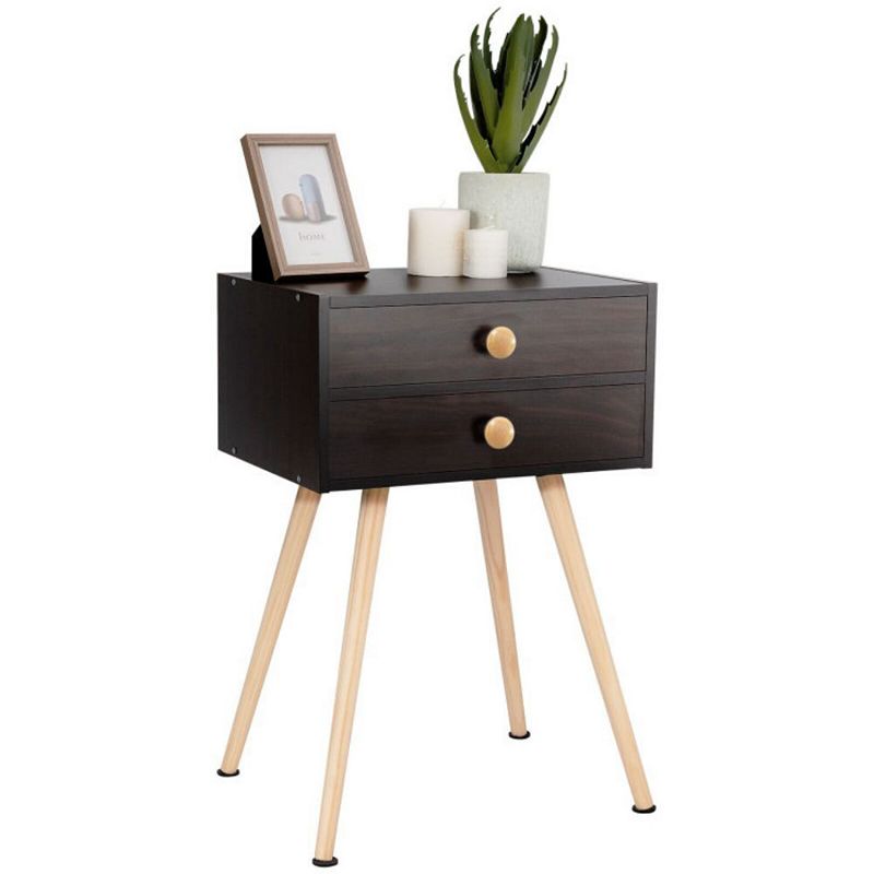 Hivago Mid Century Modern 2 Drawers Nightstand in