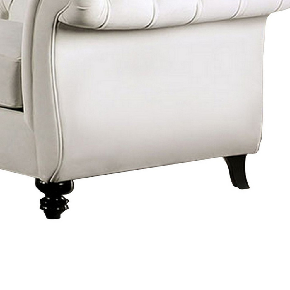 Div 68 quotChesterfield Loveseat  2 Pillows  Camelback Seat  White Velvet   Traditional   Loveseats   by VirVentures  Houzz