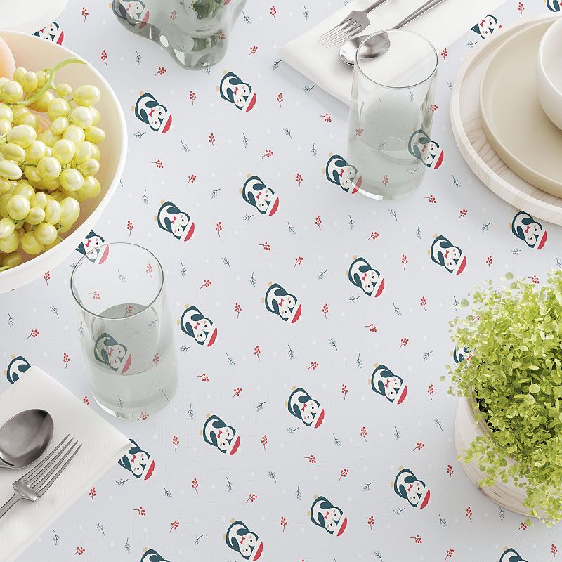 Square Tablecloth， 100% Cotton， 52x52， Christmas Penguins