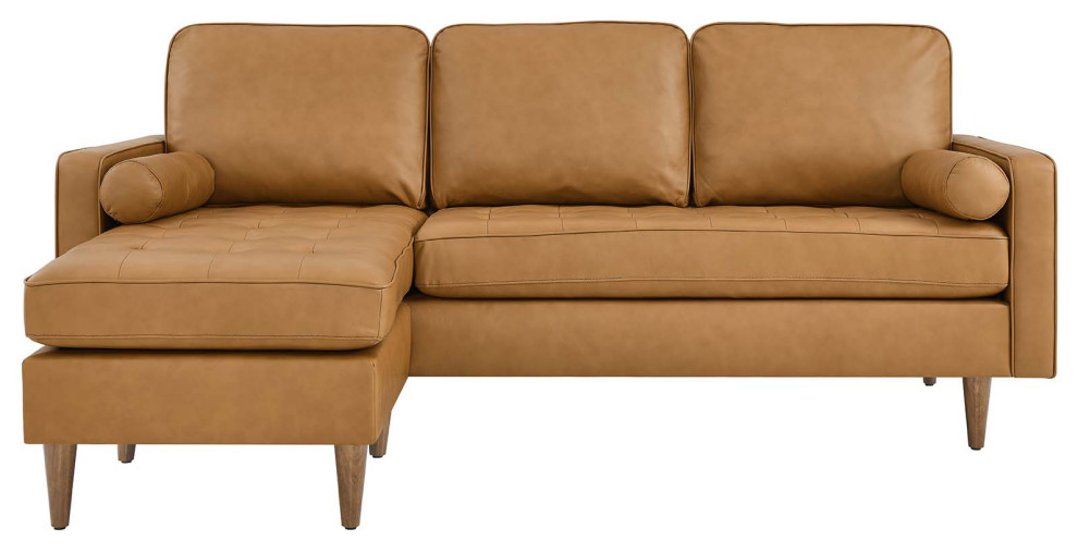 Valour 78 quotLeather Apartment Sectional Sofa   Midcentury   Sectional Sofas   by Modway  Houzz