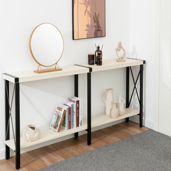 Console Table， Long Sofa Table with Shelf for Living Room and Entryway