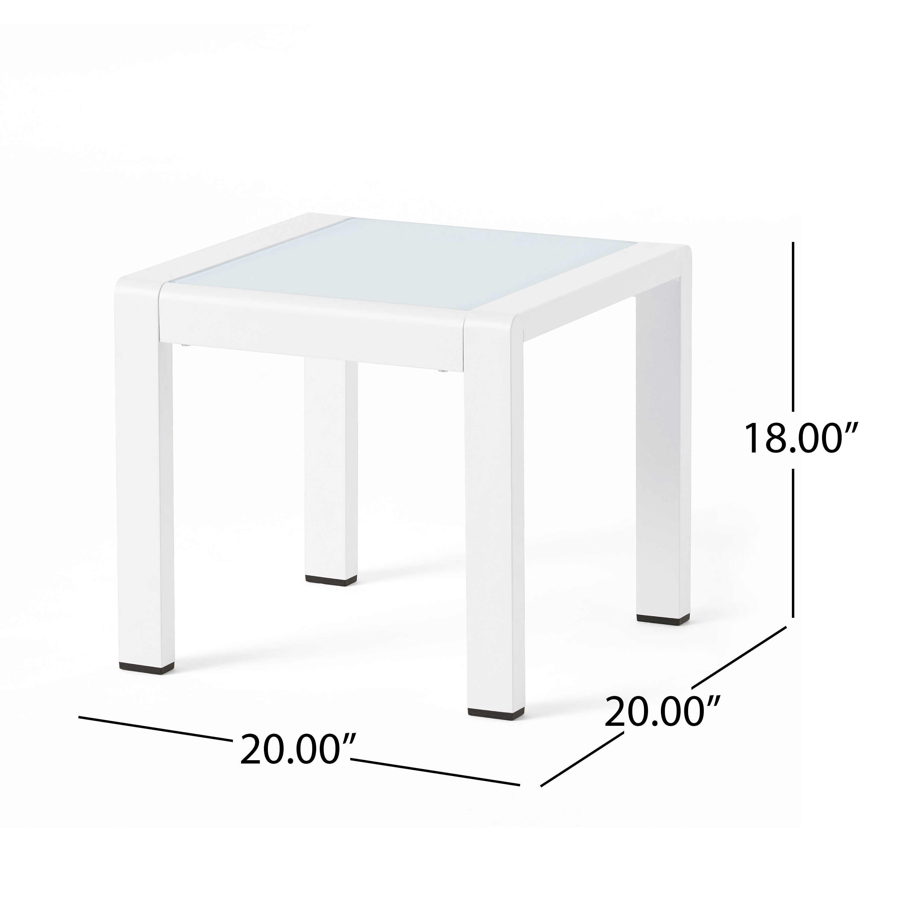 Giovanna Coral Outdoor Aluminum Side Table with Glass Top