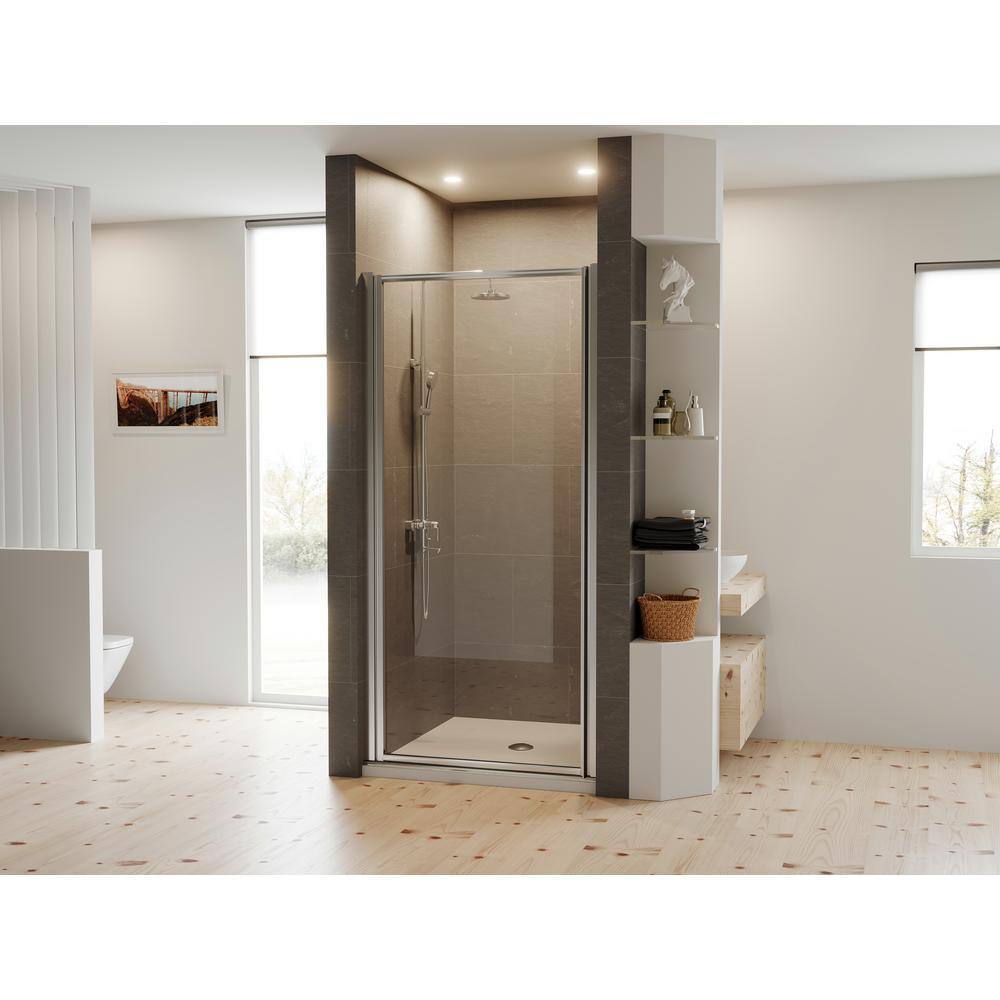 Coastal Shower Doors Legend 22.625 in. to 23.625 in. x 64 in. Framed Hinged Shower Door in Chrome with Clear Glass L23.66B-C